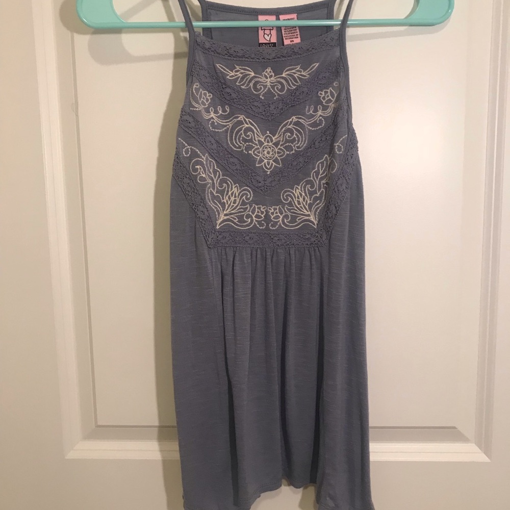 High Neck Embroidered Top